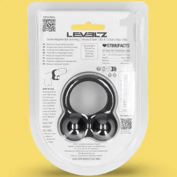 LEVELZ Double Weighted Ball Cock Ring Liquid Silicone Black | Dark-Ink