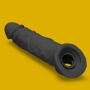 Penis Sleeve RealRock 8" Rings Included Lifelike TPE | Dark-Ink