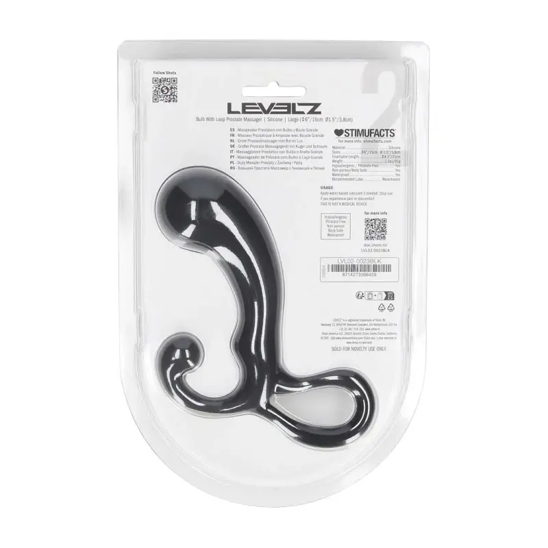 Bulb with Loop Silicone Prostate Massager - S - Black