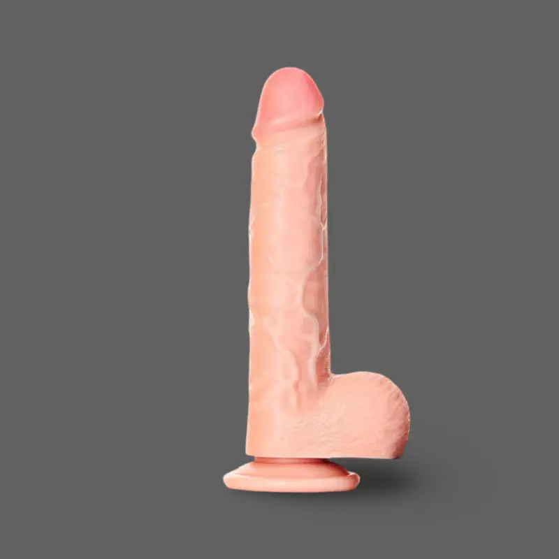 Realistischer Dildo mit Hoden und Saugnapf RealRock | Dark-Ink