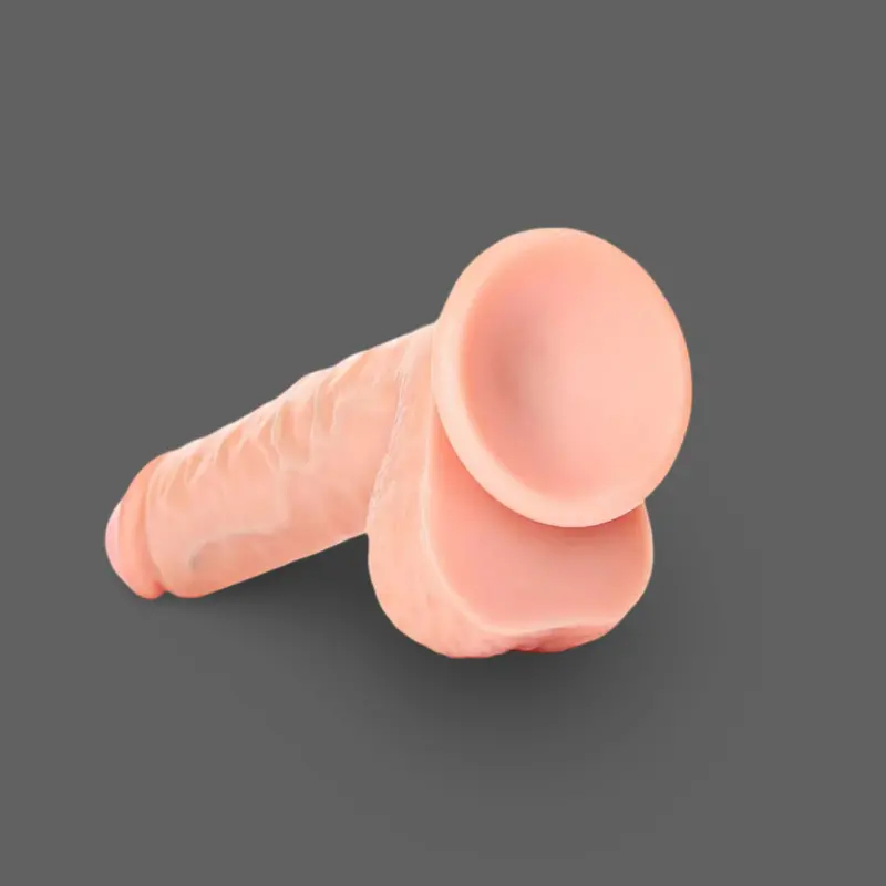 Realistischer Dildo mit Hoden und Saugnapf RealRock | Dark-Ink