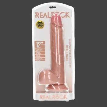Realistischer Dildo mit Hoden und Saugnapf RealRock | Dark-Ink