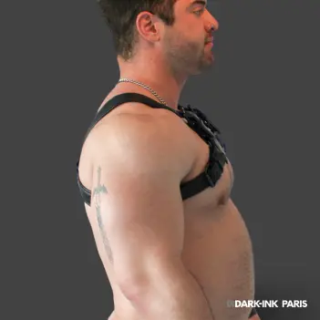 BRUTUS Vegan Bulldog Harness, vegan leather, dual D-ring | Dark-Ink