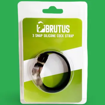 BRUTUS 3 Snap Silicone Cock Strap Black 35–55 mm
