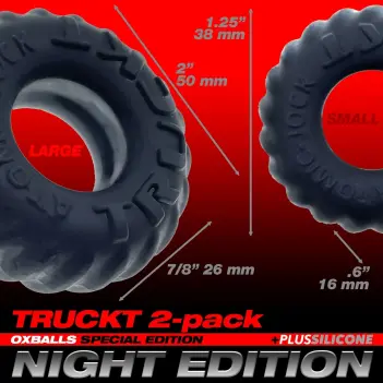 Cockring Oxballs Truckt Night Edition, 2 tallas | Dark-Ink