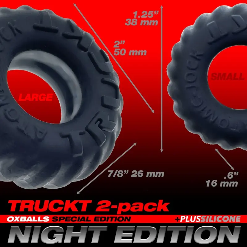 Cockring Oxballs Truckt Night Edition, 2 tallas | Dark-Ink