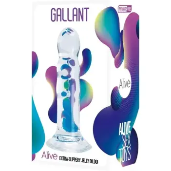 Jelly Dildo Gallant ALIVE 16 cm: gerippt, ausgeprägter Kopf | Dark-Ink