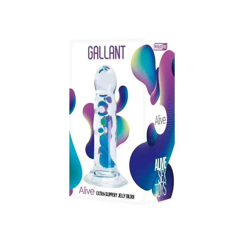 Dildo jelly Gallant ALIVE 16 cm: nervado, glande | Dark-Ink