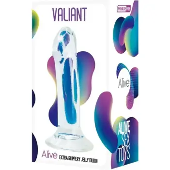 Jelly Dildo Valiant ALIVE 16 cm: extra gleitfähig | Dark-Ink