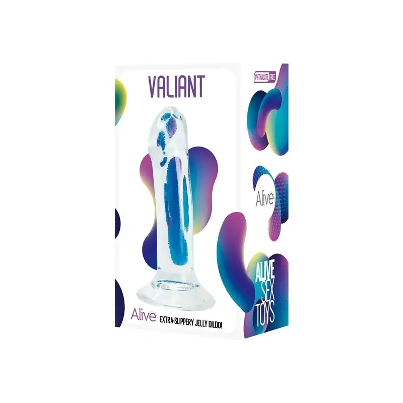Jelly Dildo Valiant ALIVE 16 cm: extra gleitfähig | Dark-Ink