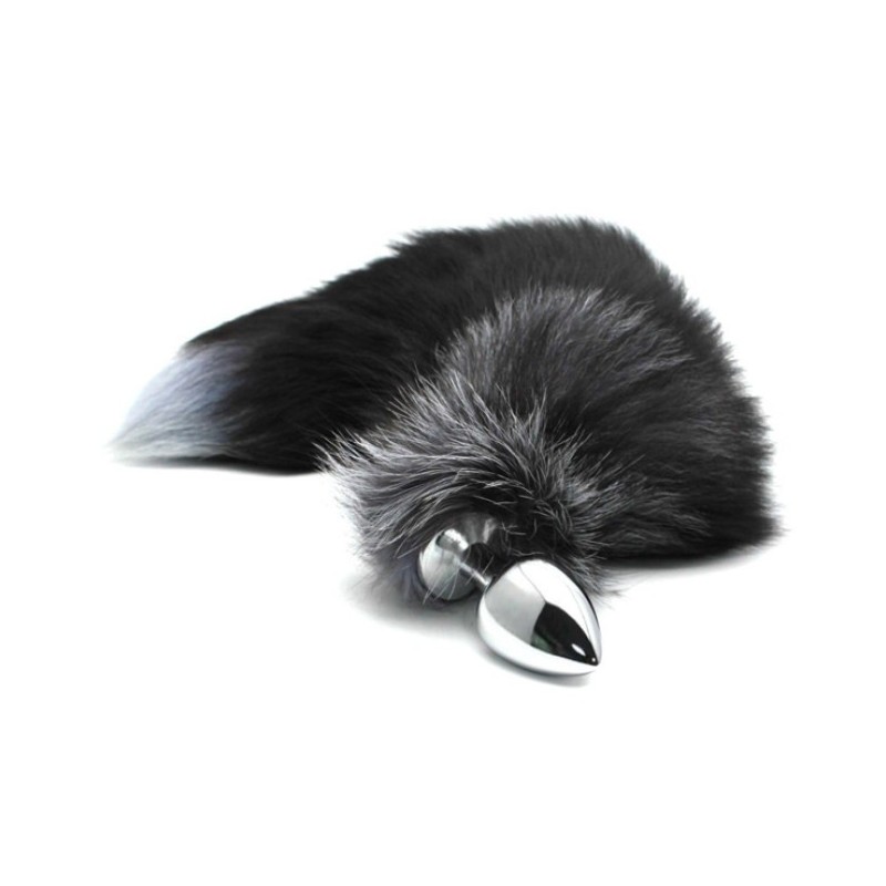 Black & white fox tail plug