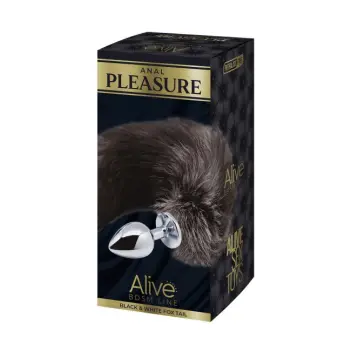 Fox Tail Butt Plug Black & White ALIVE BDSM | Dark-Ink