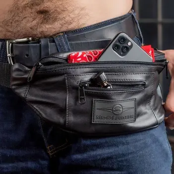 Mr S Leather hip holster, clips to belt or jockstrap | Dark-Ink
