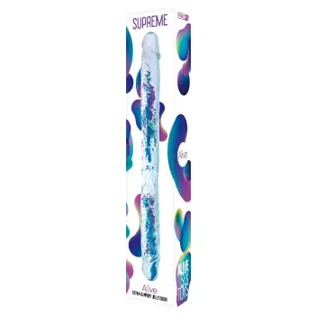 Dildo doble jelly Supreme ALIVE 38 cm: extra resbaladizo | Dark-Ink