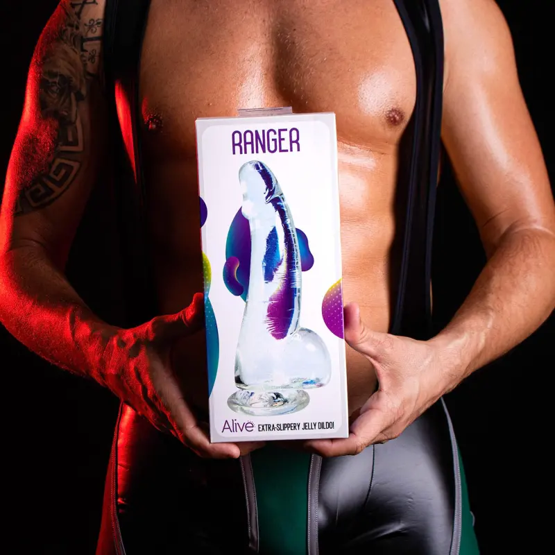 Jelly Dildo Ranger ALIVE Clear 21 cm: extra gleitfähig | Dark-Ink