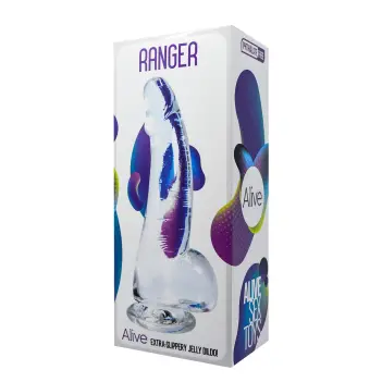 Jelly Dildo Ranger ALIVE Clear 21 cm: extra gleitfähig | Dark-Ink