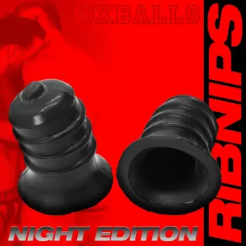 Suce-tétons Oxballs Ribnips, 4 anneaux ressorts, SILSOFT | Dark-Ink