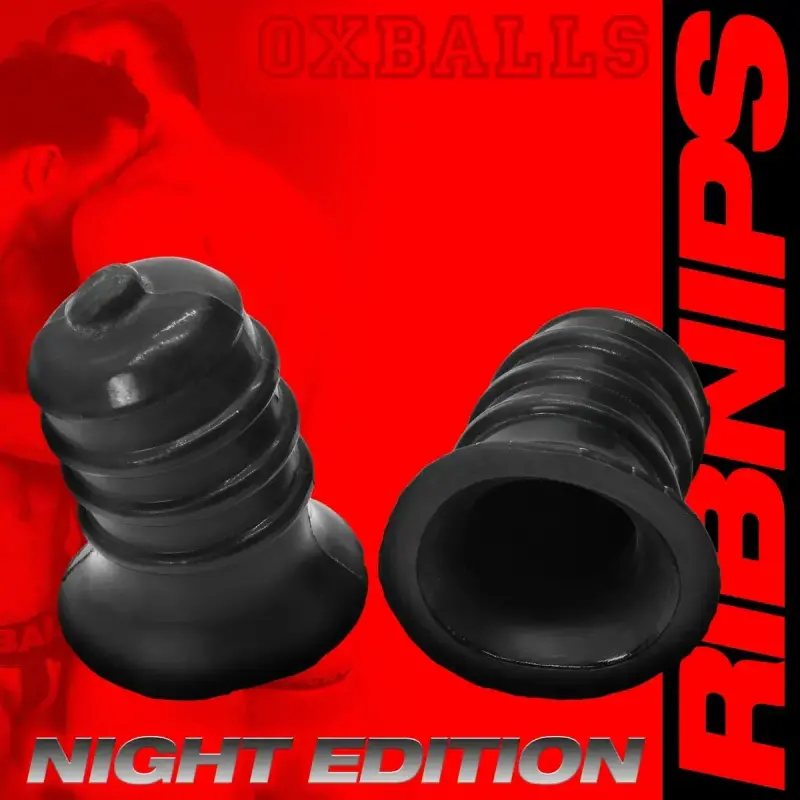 Suce-tétons Oxballs Ribnips, 4 anneaux ressorts, SILSOFT | Dark-Ink