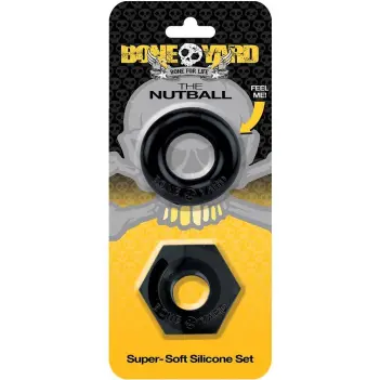 Cockring Boneyard Nutball : 2 anneaux, 2 diamètres silicone | Dark-Ink