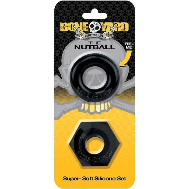Cockring Boneyard Nutball : 2 anneaux, 2 diamètres silicone | Dark-Ink