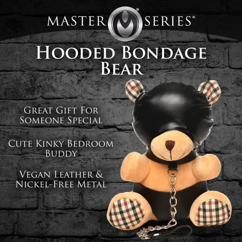 Porte-clé ours bondage Master Series, cagoule + laisse | Dark-Ink