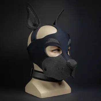 Mr S Leather Neo Woof Puppy Hood, formbare Ohren 16 Farben | Dark-Ink