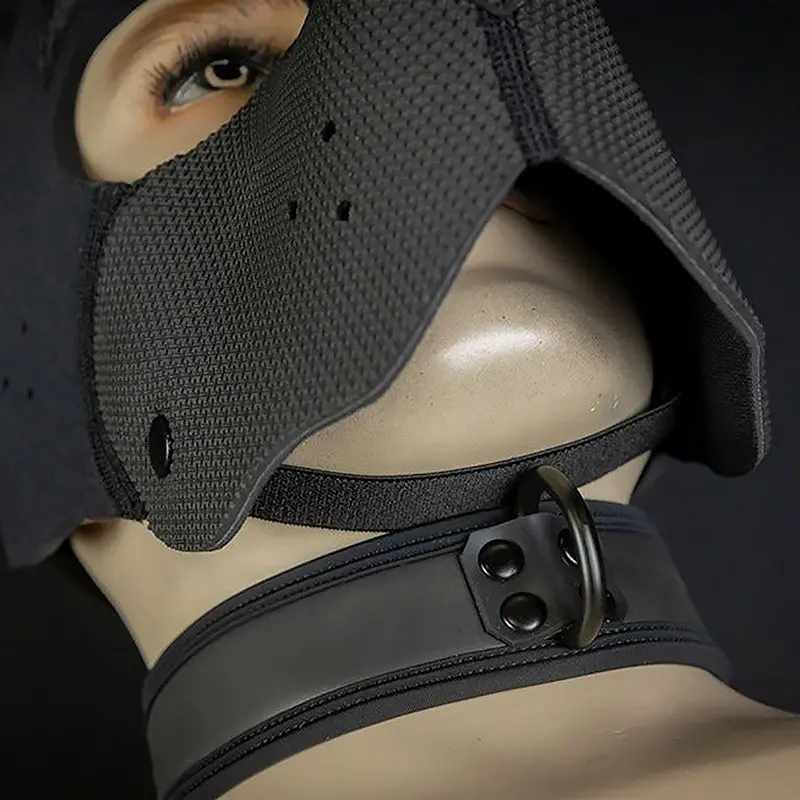 Mr S Leather Neo Woof Puppy Hood, formbare Ohren 16 Farben | Dark-Ink