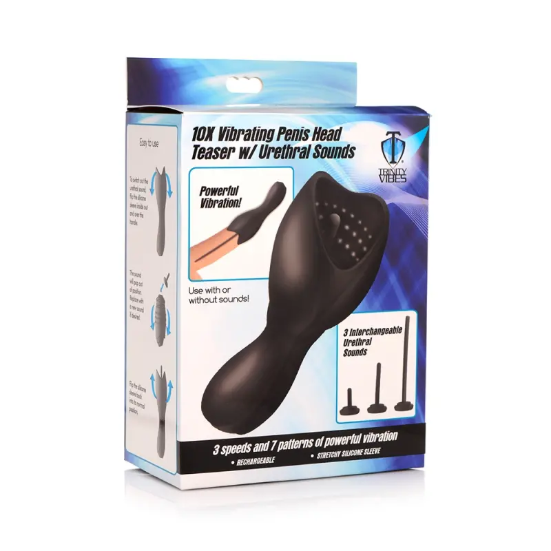 Stimulateur urétral vibrant 10X Trinity Vibes, 3 sons | Dark-Ink