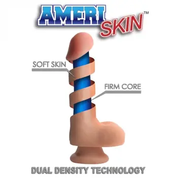 USA Cock Real Skin 9" Realistic Dildo, No Balls, Dual Layer | Dark-Ink