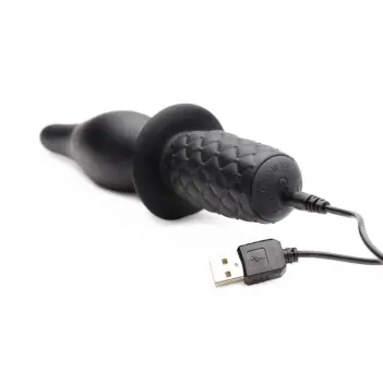 The Drop 10X Vibrating Butt Plug XR Brands, thrusting grip | Dark-Ink