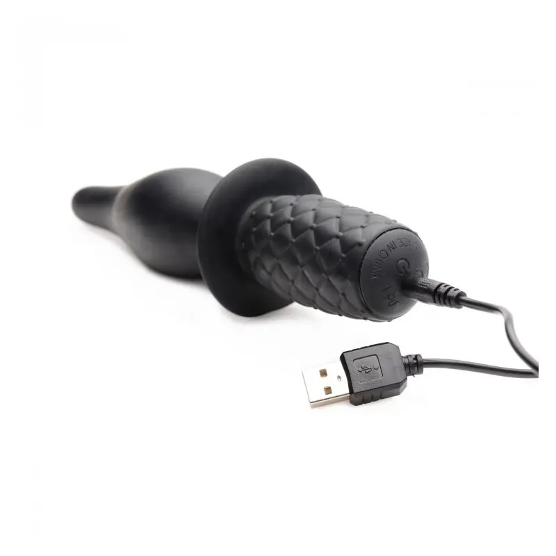 The Drop 10X Vibrating Butt Plug XR Brands, thrusting grip | Dark-Ink