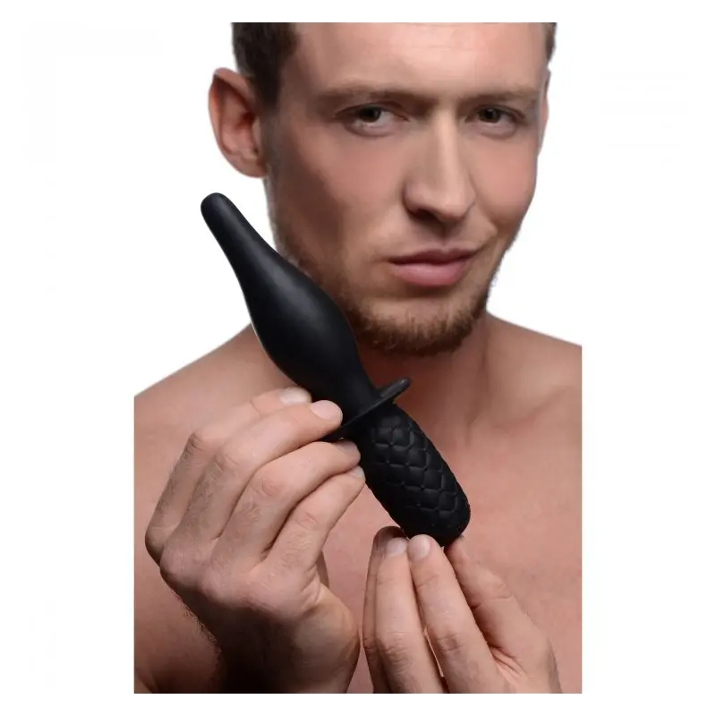 The Drop 10X Vibrating Butt Plug XR Brands, thrusting grip | Dark-Ink