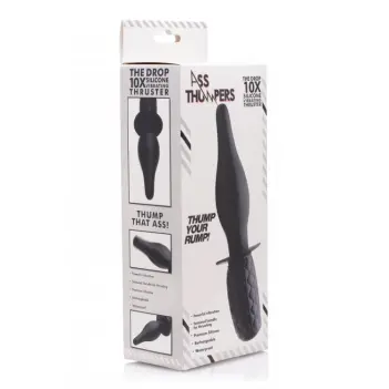 The Drop 10X Vibrating Butt Plug XR Brands, thrusting grip | Dark-Ink