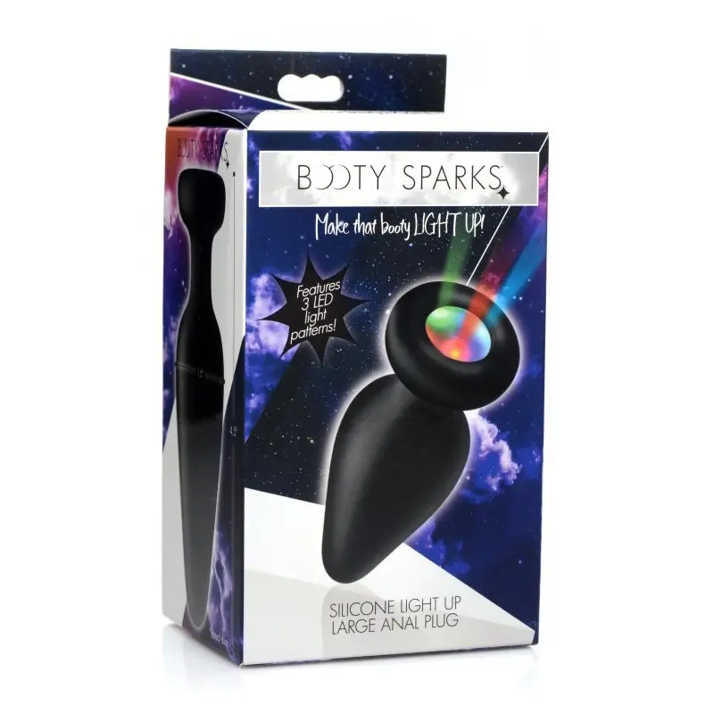 Plug anal LED Booty Sparks, base amovible, silicone | Dark-Ink