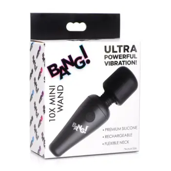 Vibrador wand mini Bang! 10X cuello flexible, silicona | Dark-Ink