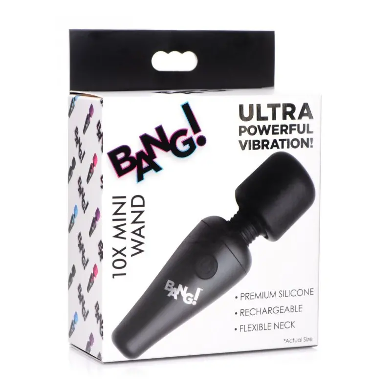 Vibrador wand mini Bang! 10X cuello flexible, silicona | Dark-Ink