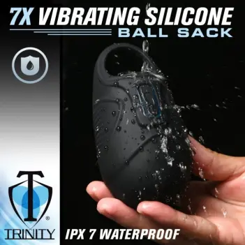 Trinity Men 7X Vibrating Ball Sack Cockring, silicone | Dark-Ink