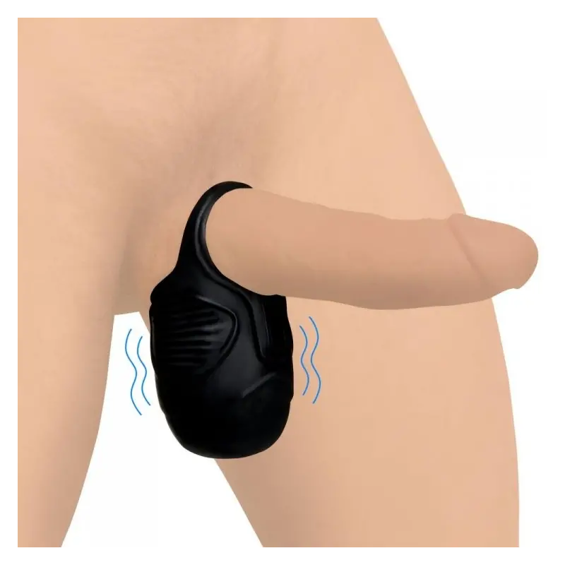 Trinity Men 7X Vibrating Ball Sack Cockring, silicone | Dark-Ink