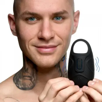 Trinity Men 7X Vibrating Ball Sack Cockring, silicone | Dark-Ink