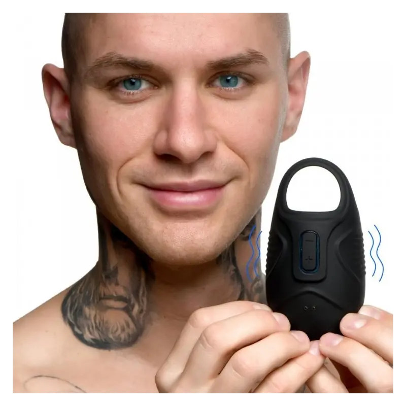 Trinity Men 7X Vibrating Ball Sack Cockring, silicone | Dark-Ink