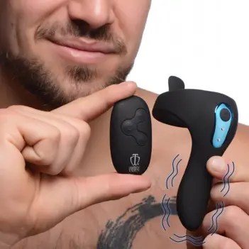Power Taint Ring 7X Cock Ring with Removable Taint Bullet | Dark-Ink