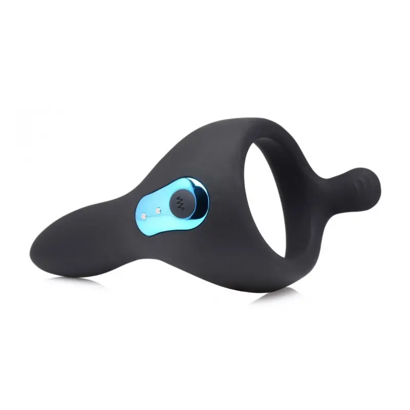 Anillo pene Power Taint Ring 7x, bullet extraíble, silicona | Dark-Ink