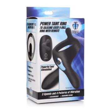 Anillo pene Power Taint Ring 7x, bullet extraíble, silicona | Dark-Ink