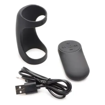 XR Brands G Shaft 8x Silicone Cock Ring, shaft wear | Dark-Ink