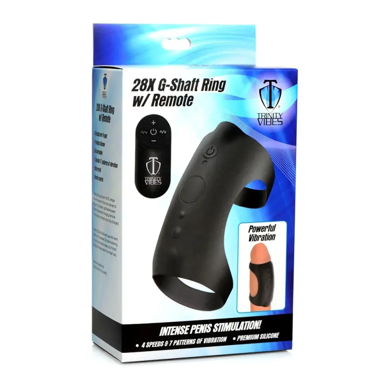 XR Brands G Shaft 8x Silicone Cock Ring, shaft wear | Dark-Ink