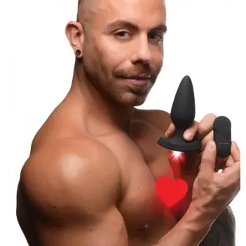 Booty Sparks Laser Heart Butt Plug Large, silicone | Dark-Ink
