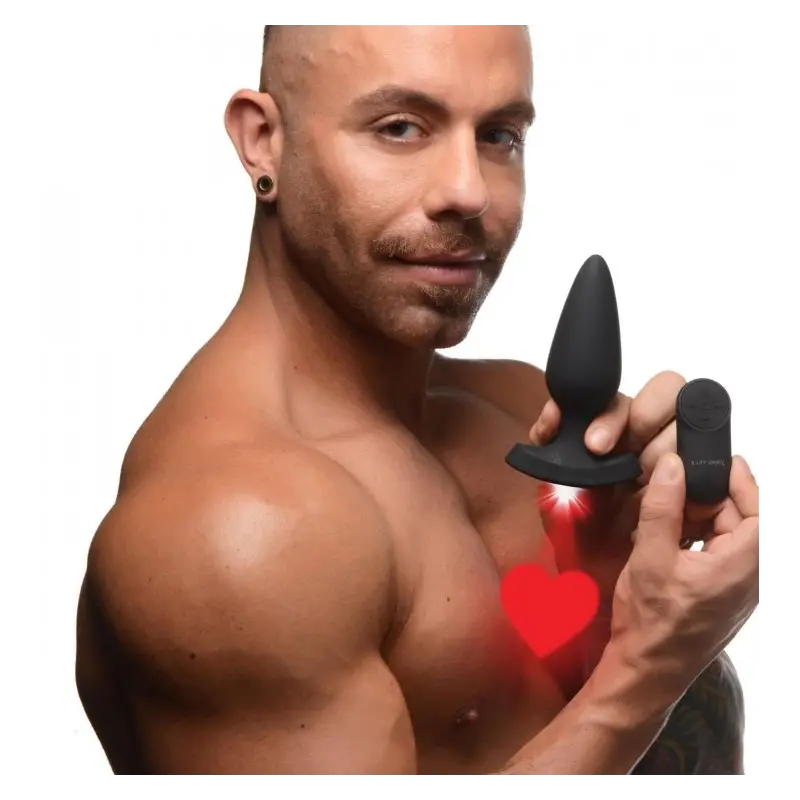 Plug anal vibrant Booty Sparks Laser Heart L, silicone | Dark-Ink