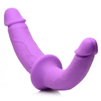 Arnés dildo doble Double Charmer XR Brands, silicona | Dark-Ink
