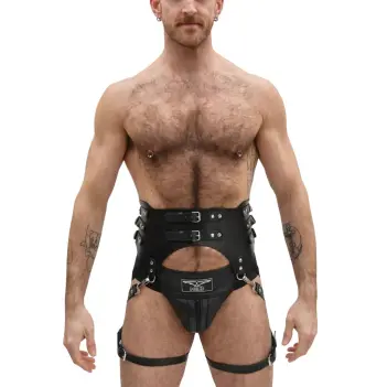 Mister B Serve Leather Garter Belt, gay fetish label | Dark-Ink