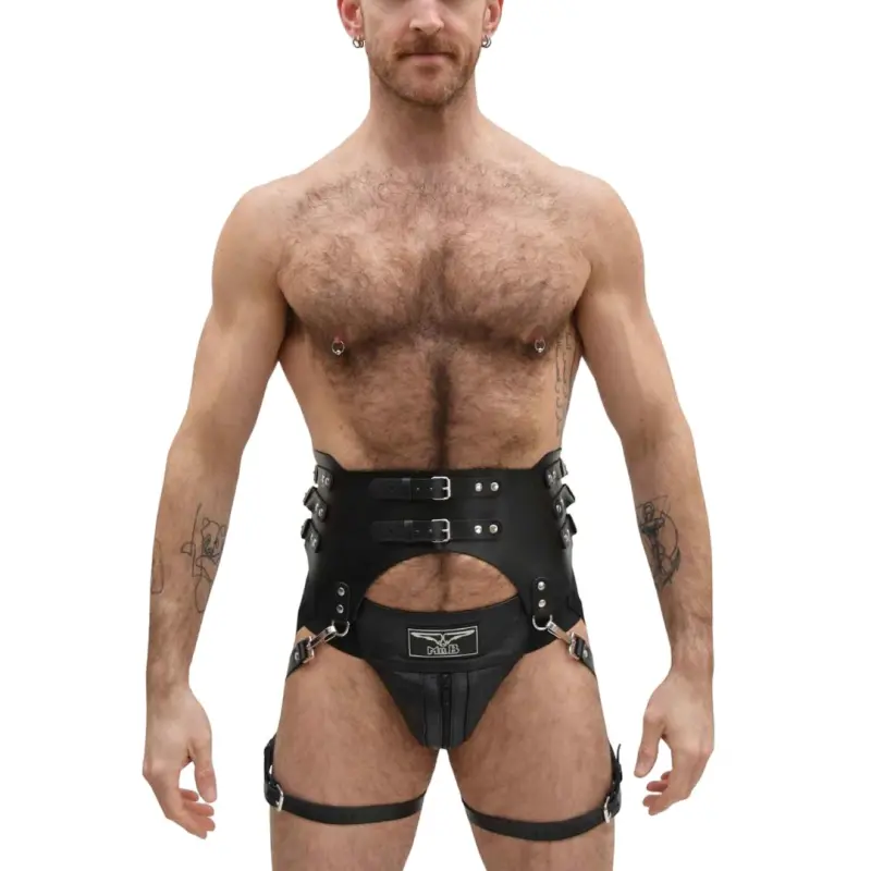 Mister B Serve Leather Garter Belt, gay fetish label | Dark-Ink